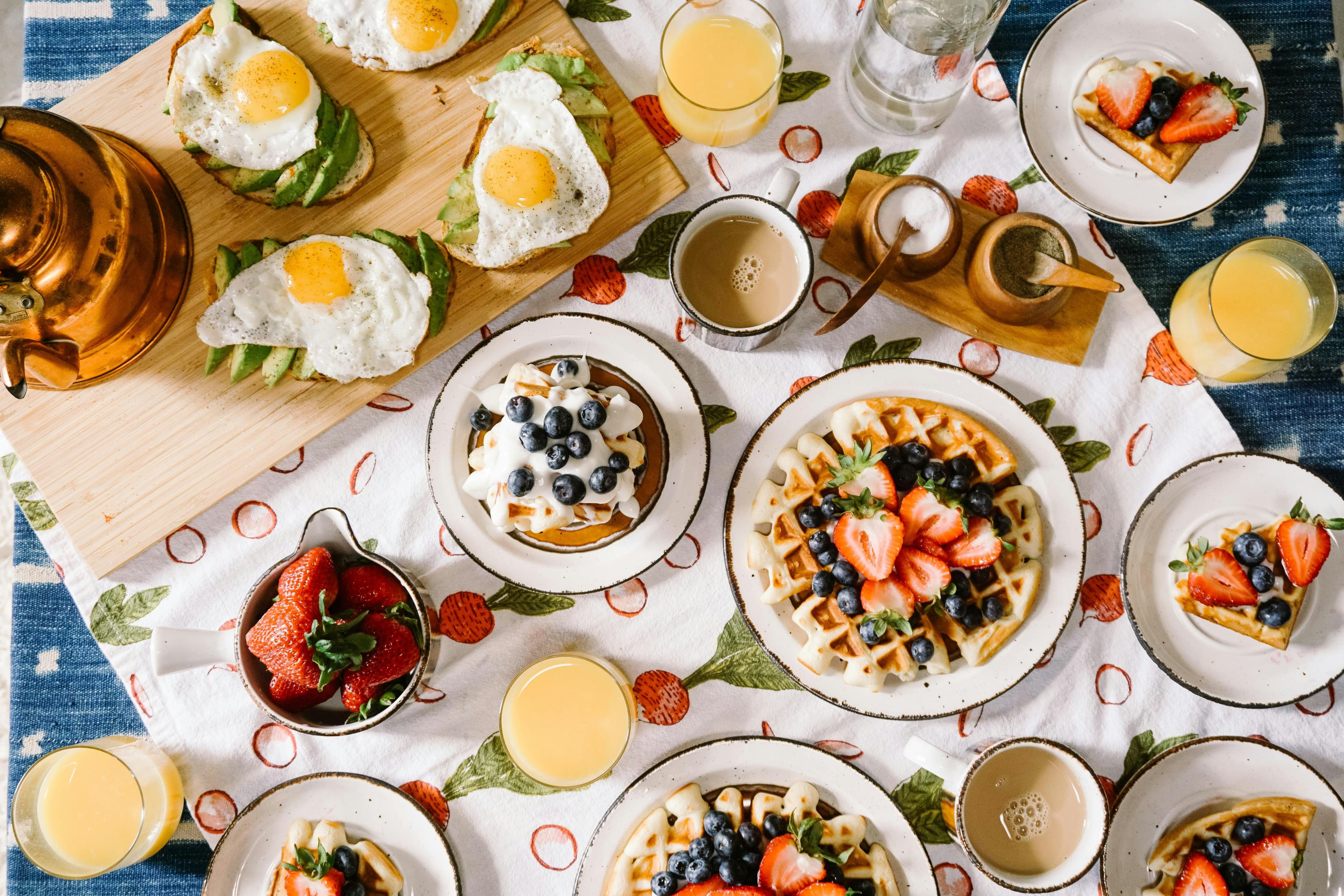 Delicious breakfast on a restaurant table