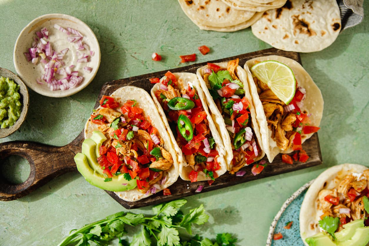 Delicious tacos on a restaurant table